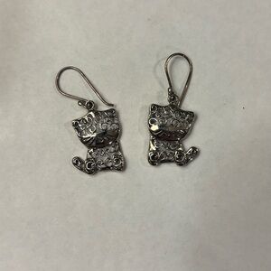 Sterling silver cat earrings